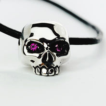 Load image into Gallery viewer, Skull Pendant - Pink Sapphire Eyes