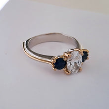 Load image into Gallery viewer, 1ct LAB Grown Diamond &amp; Sapphire Ring - Platinum &amp; 18ct Yellow Gold