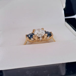 1ct LAB Grown Diamond & Sapphire Ring - Platinum & 18ct Yellow Gold