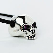 Load image into Gallery viewer, Skull Pendant - Pink Sapphire Eyes