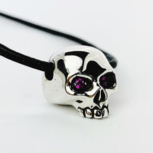 Load image into Gallery viewer, Skull Pendant - Pink Sapphire Eyes