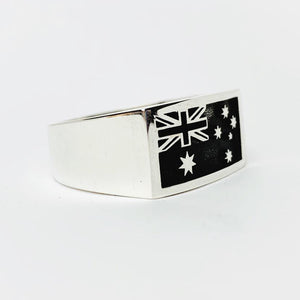 Australian Flag Gents Ring - Solid Sterling Silver
