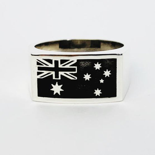 Australian Flag Gents Ring - Solid Sterling Silver