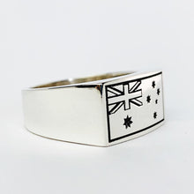 Load image into Gallery viewer, Australian Flag Gents Ring Engraved - Solid Sterling Silver