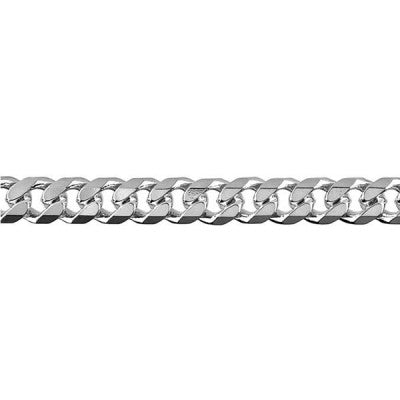 Sterling Silver Chain - 6.3mm Bevelled Curb Diamond Cut