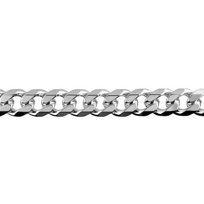 Sterling Silver Chain - 6.8mm Bevelled Curb Diamond Cut