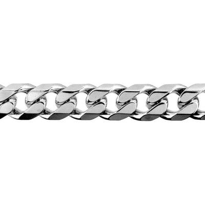 Sterling Silver Chain - 10mm Bevelled Curb Diamond Cut
