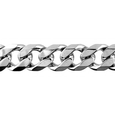 Sterling Silver Chain - 12mm Bevelled Curb Diamond Cut