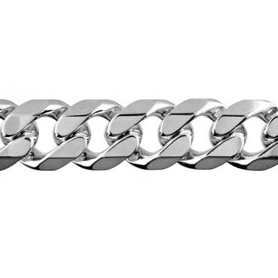 Sterling Silver Chain - 13.5mm Bevelled Curb Diamond Cut
