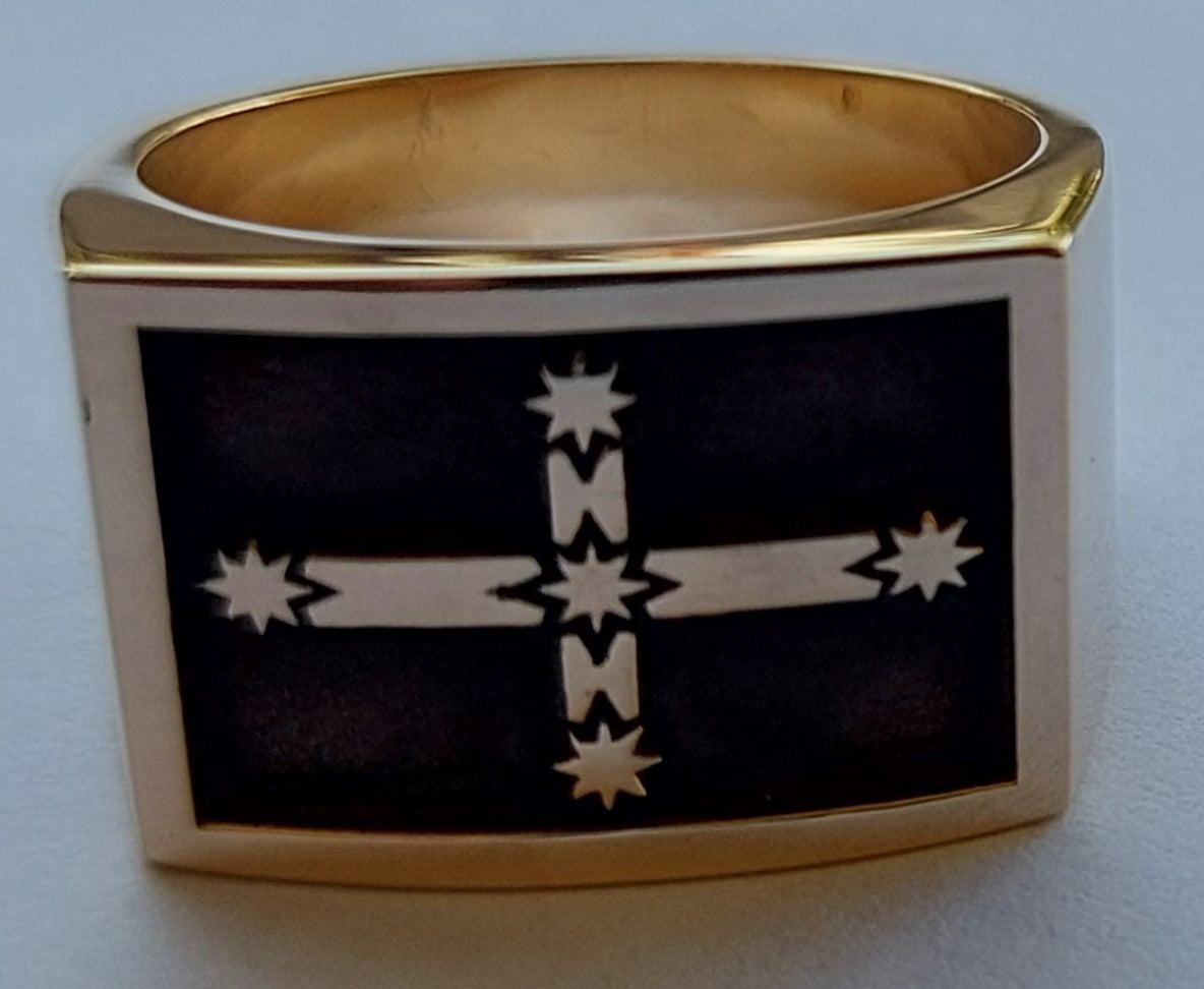 Silver confederate store flag ring