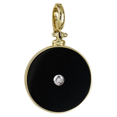 Onyx & Diamond Pendant Enhancer - 9ct Yellow Gold